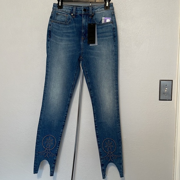 NWT AG HALE Piper High Waist Skinny Cut Hem Embroidered Jean Size 27 - Picture 2 of 13